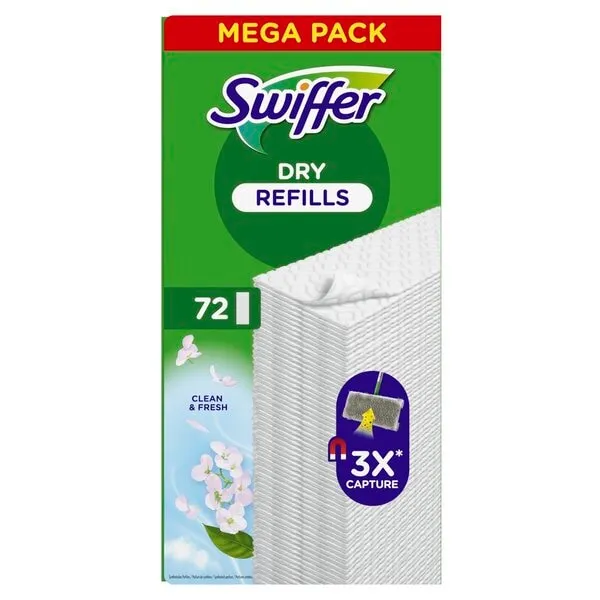 Swiffer Dry Refills clean &  fresh Mega Pack (72 stuks)