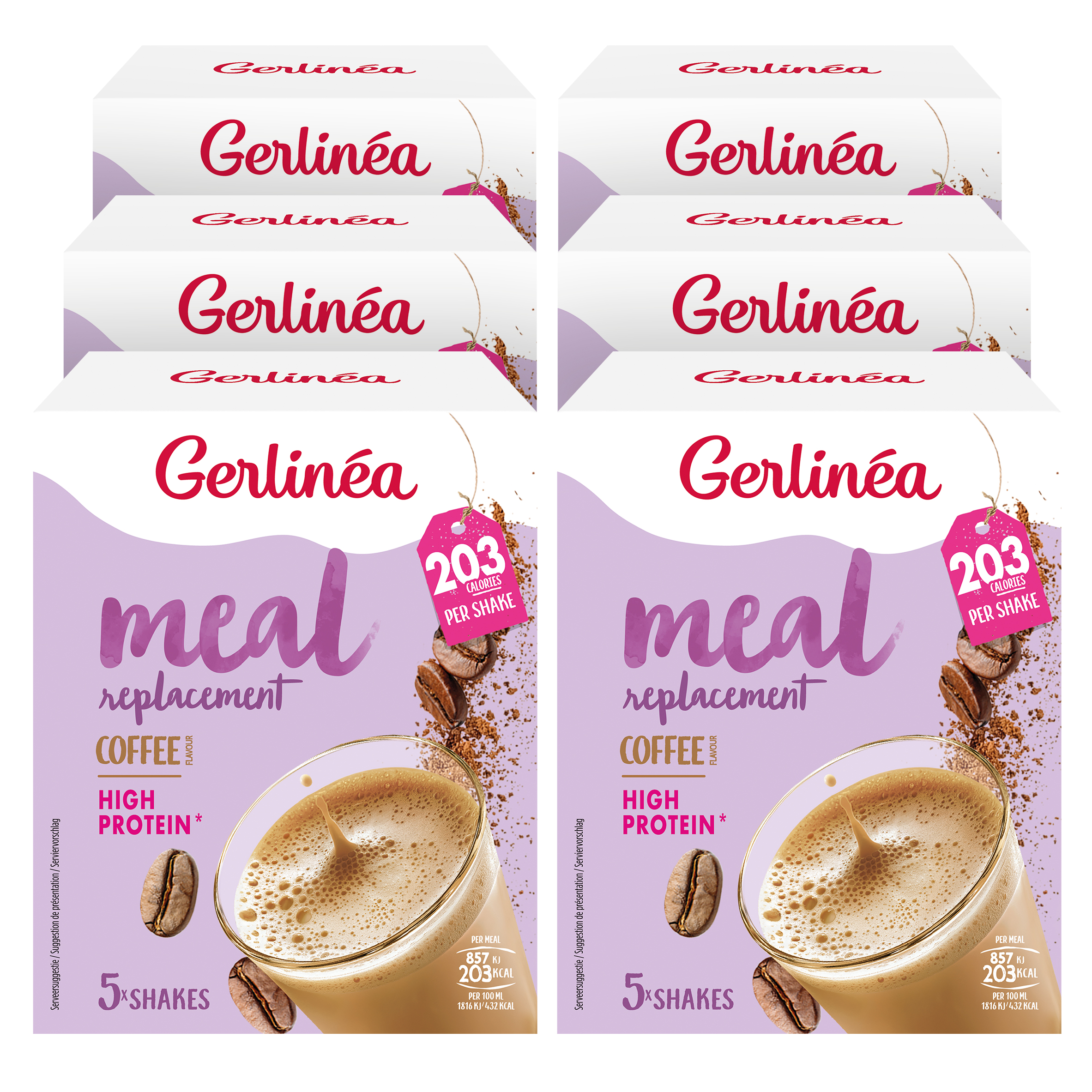 6x Gerlinéa Maaltijdshake Koffie (150 gr)