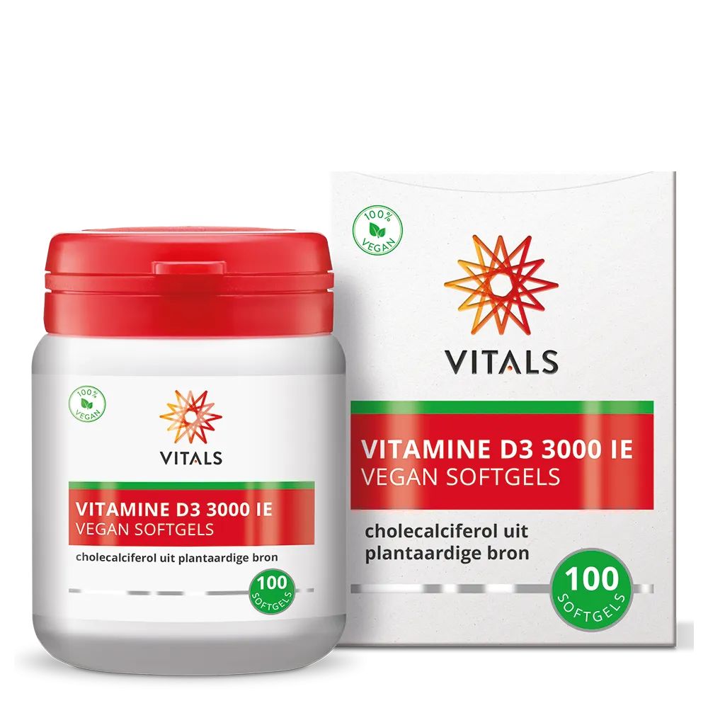 Vitals Vitamine D3 3000 ie Vegan (100 softgels)