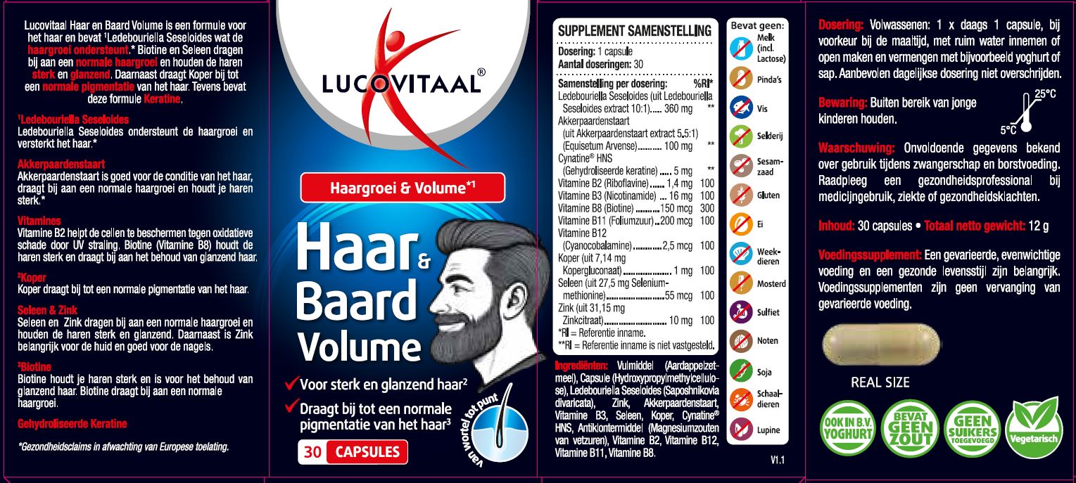 Lucovitaal Haar & Baard Volume (30 capsules)