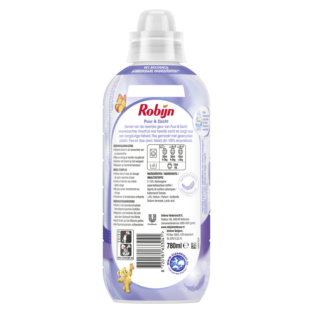 Robijn Wasverzachter - Puur & Zacht 39 wasbeurten (780 ml)
