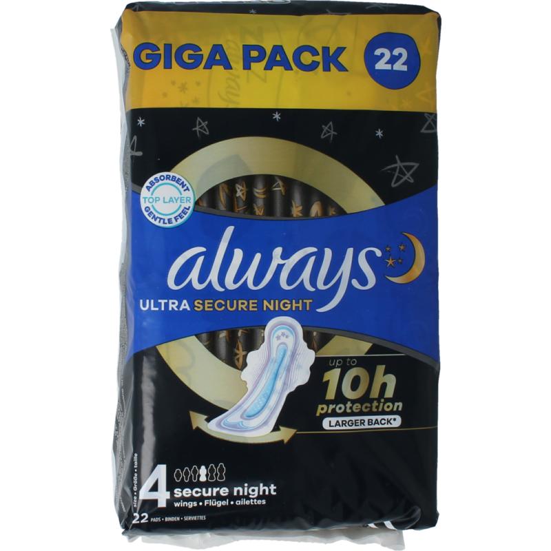 Always Ultra Pads Secure Night Giga Pack (22 stuks)