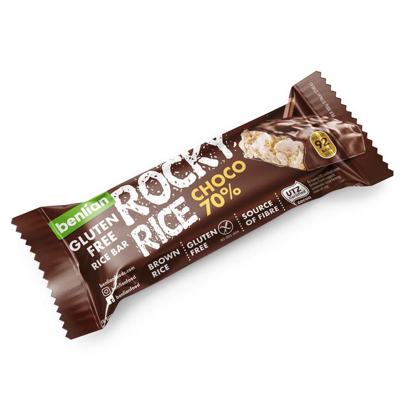 Benlian Rocky Rice Choco 70% Bar Glutenvrij (18 gr)