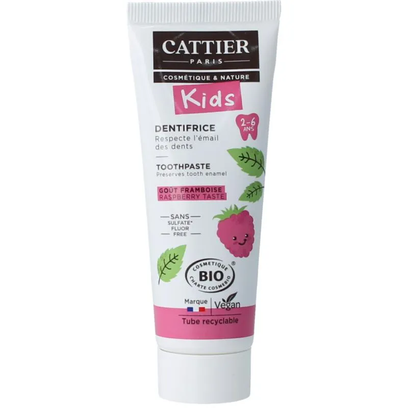 Cattier Tandpasta Framboos 2-6 Jaar (50 ml)