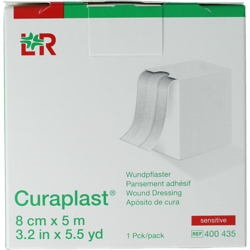 Curaplast Sensitive Wondpleister 5m x 8cm (1 rol)