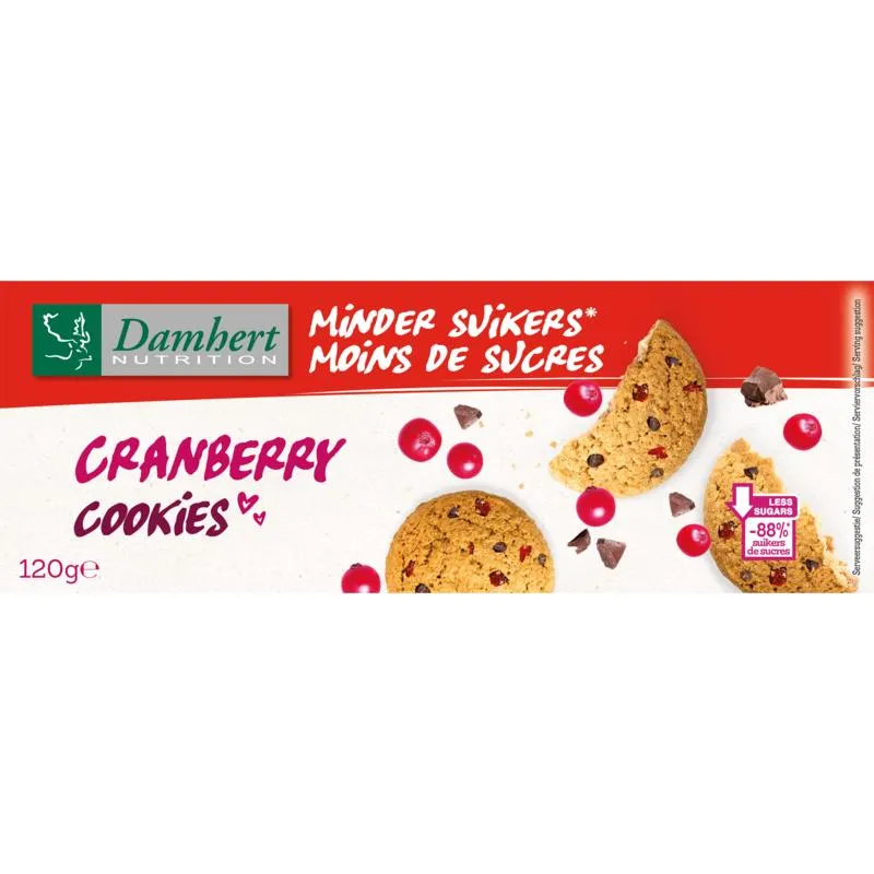 Damhert Cranberry Cookies Minder Suiker (120 gr)