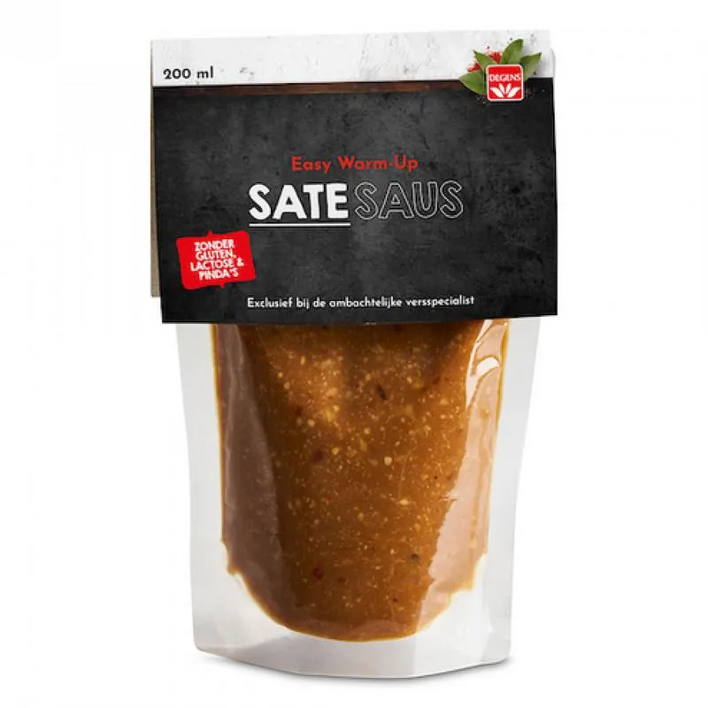 Degens Satesaus Pindavrij Lactosevrij Glutenvrij (200 ml)