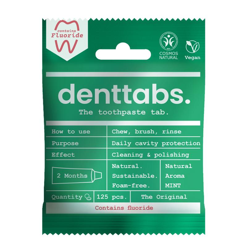 Denttabs Tandpasta Tabletten Munt met Fluor Vegan (125 stuks)