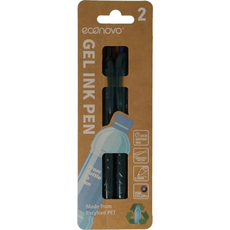 Econovo Gelpennen 0,7mm Blauw/zwart (2 stuks)