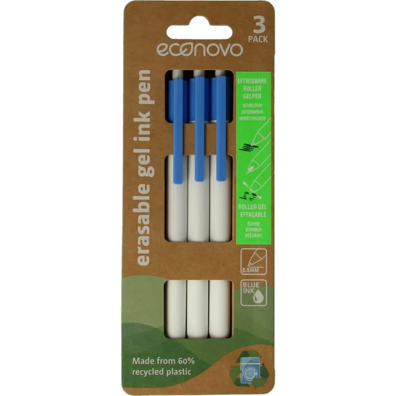 Econovo Gelpennen Uitwisbaar Blauw (3 stuks)