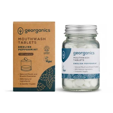 Georganics Mouthwash Tablets English Peppermint (180 tabletten)