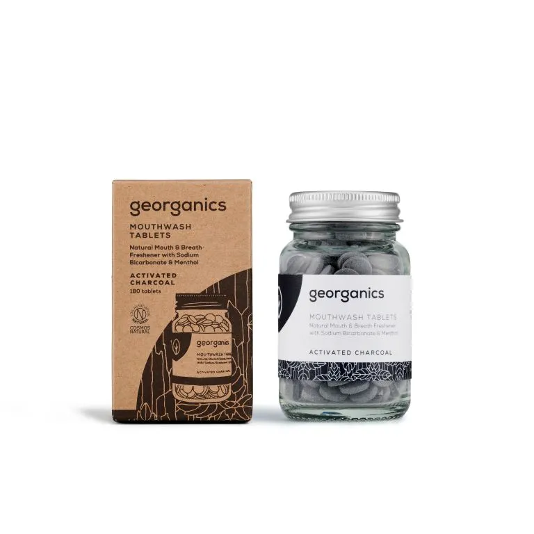 Georganics Mouthwash Tablets Activated Charcoal (180 tabletten)