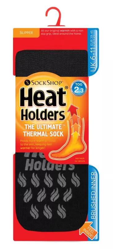 Heat Holders Mens Socks Anti Slip 6-11 Black/grey (1 paar)