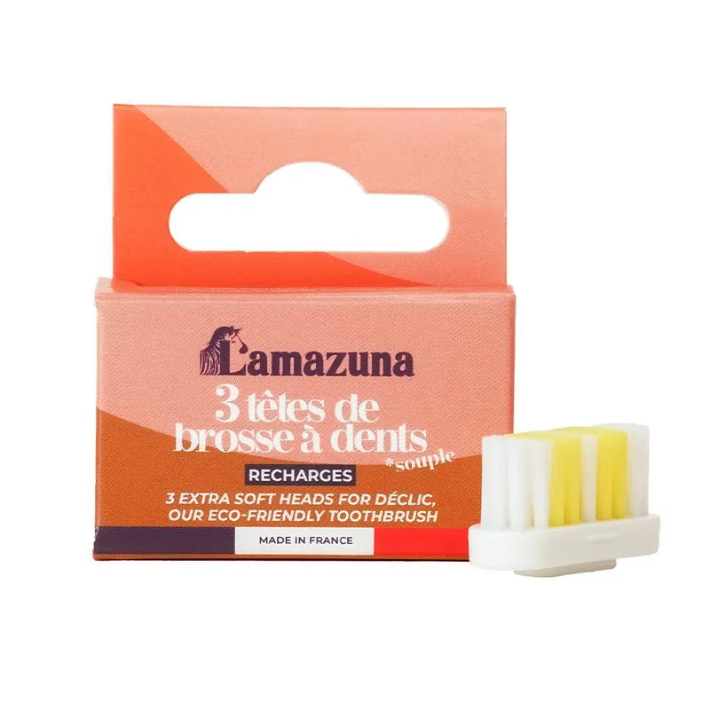 Lamazuna Set of 3 Toothbrush Heads Soft S (1 set)