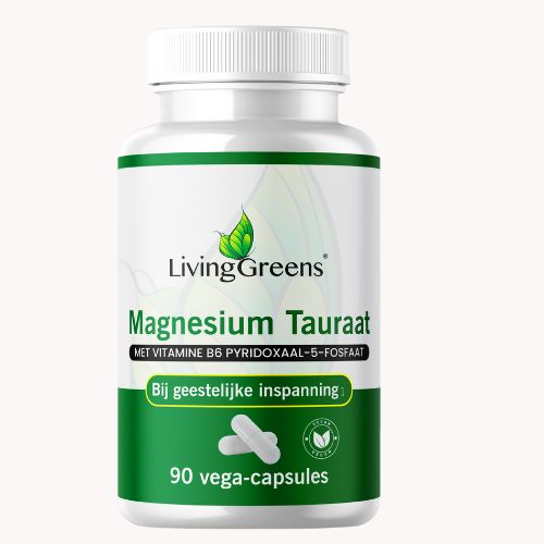 Livinggreens Magnesium Tauraat + Vitamine B6 (90 vega capsules)