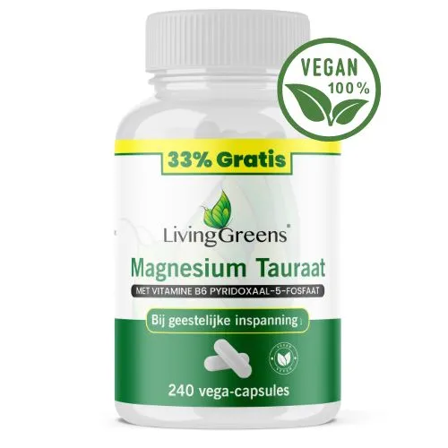 Livinggreens Magnesium Tauraat + Vitamine B6 Voordeelverpakking (240 vega capsules)