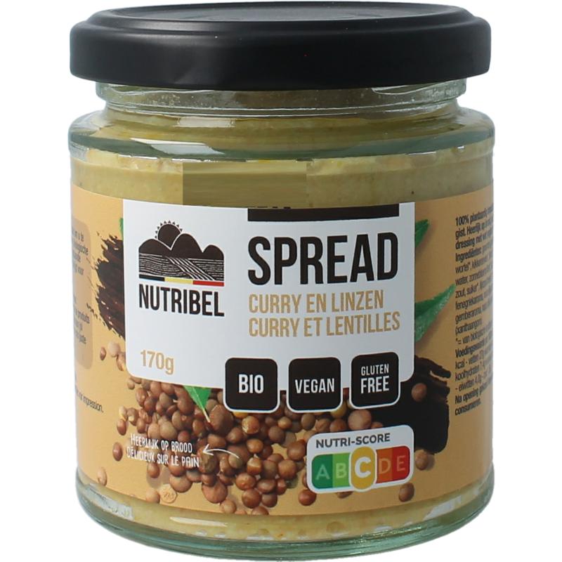 Nutribel Curry Linzen Spread Glutenvrij Bio (190 ml)
