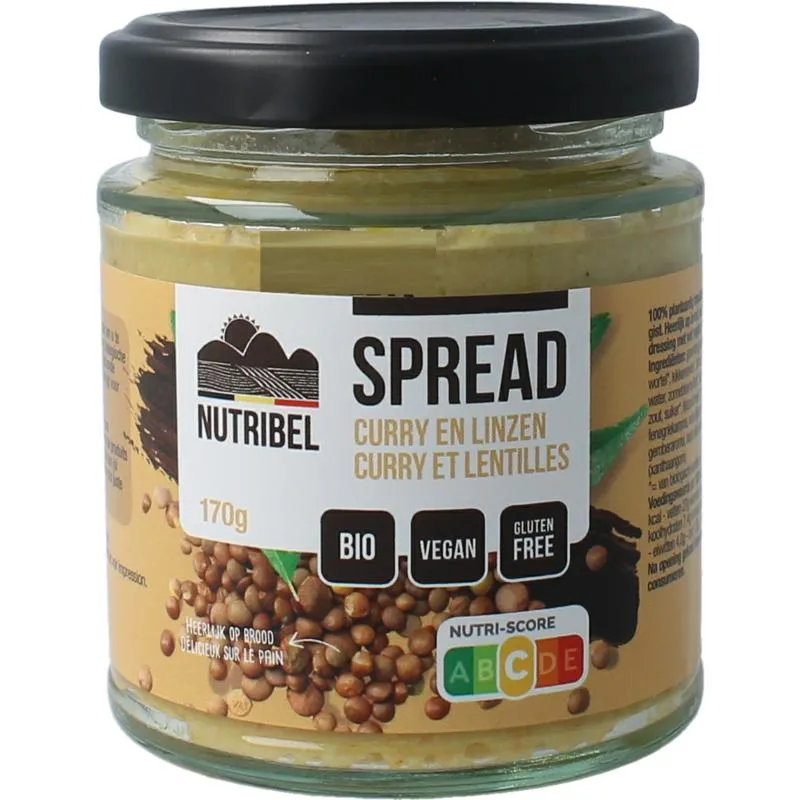 Nutribel Curry Linzen Spread Glutenvrij Bio (190 ml)
