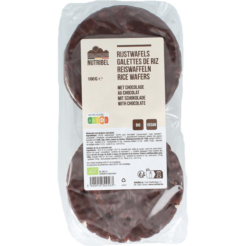 Nutribel Rijstwafels met Pure Chocolade Bio (100 gr)