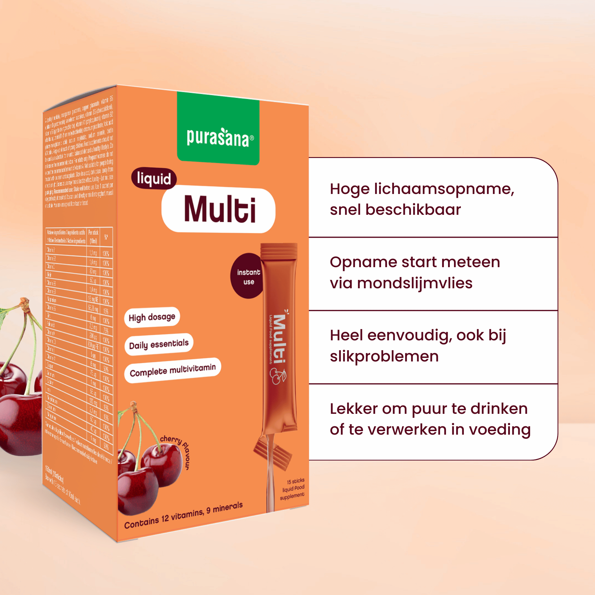 Purasana Multivit Liquid Gelstick 10ml (15 stuks) - image 7