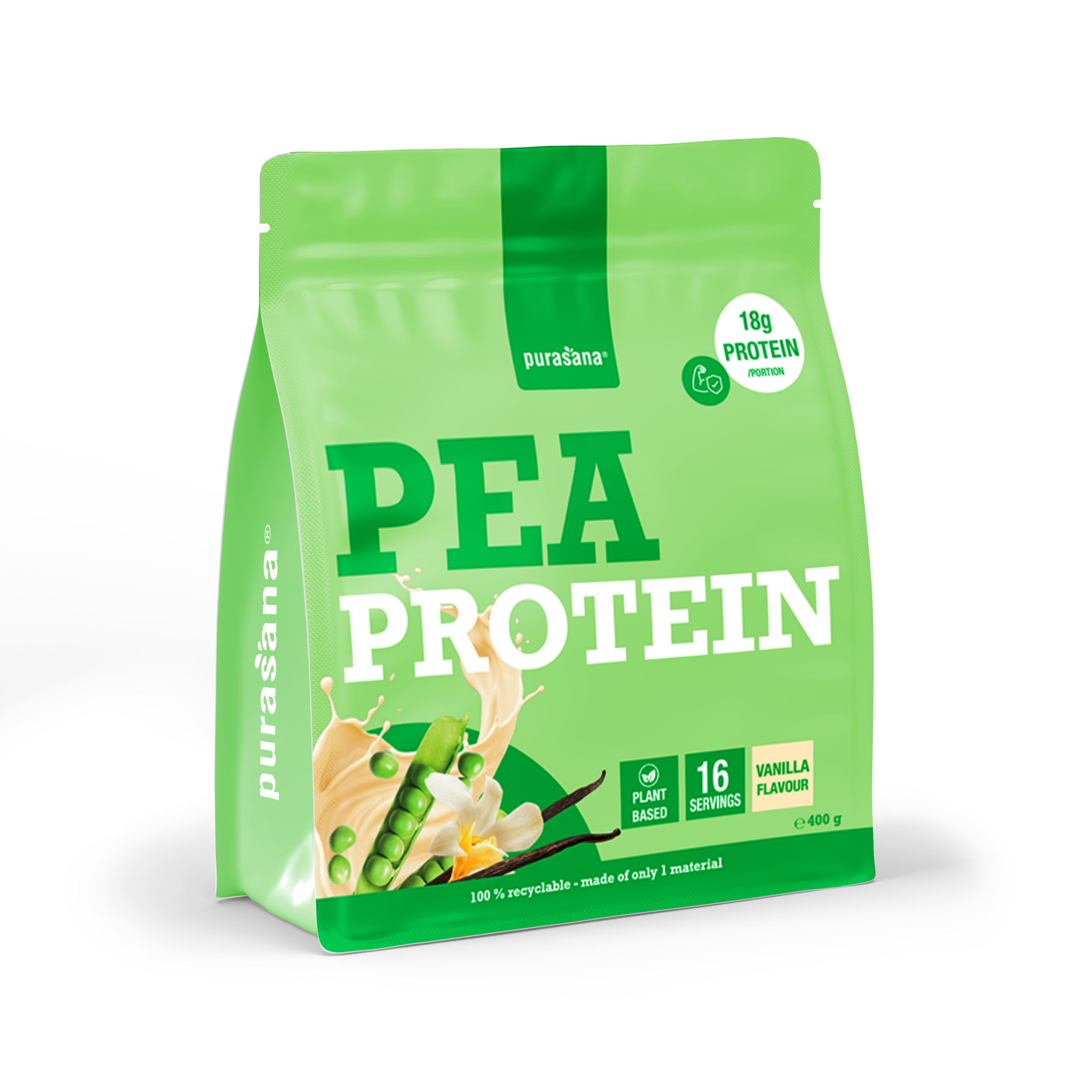 Purasana Plant Protein Erwt Vaniille (400 gr) - image 2