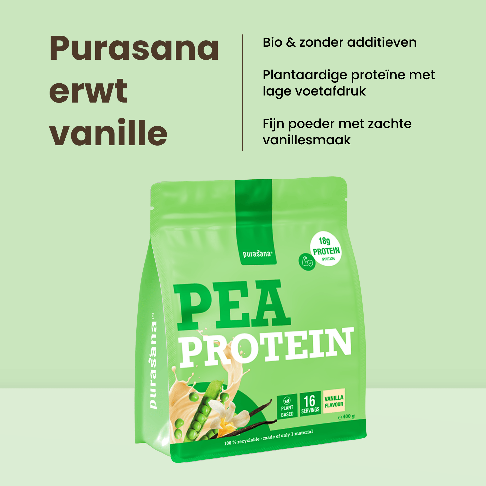 Purasana Plant Protein Erwt Vaniille (400 gr) - image 8