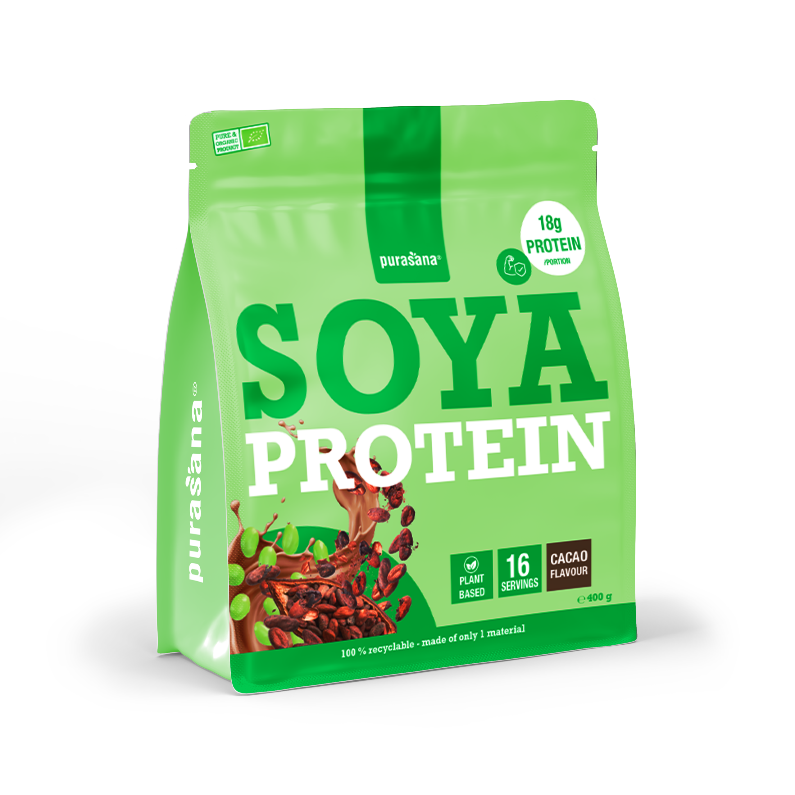 Purasana Plant Protein Soja Cacao Bio (400 gr) - image 2