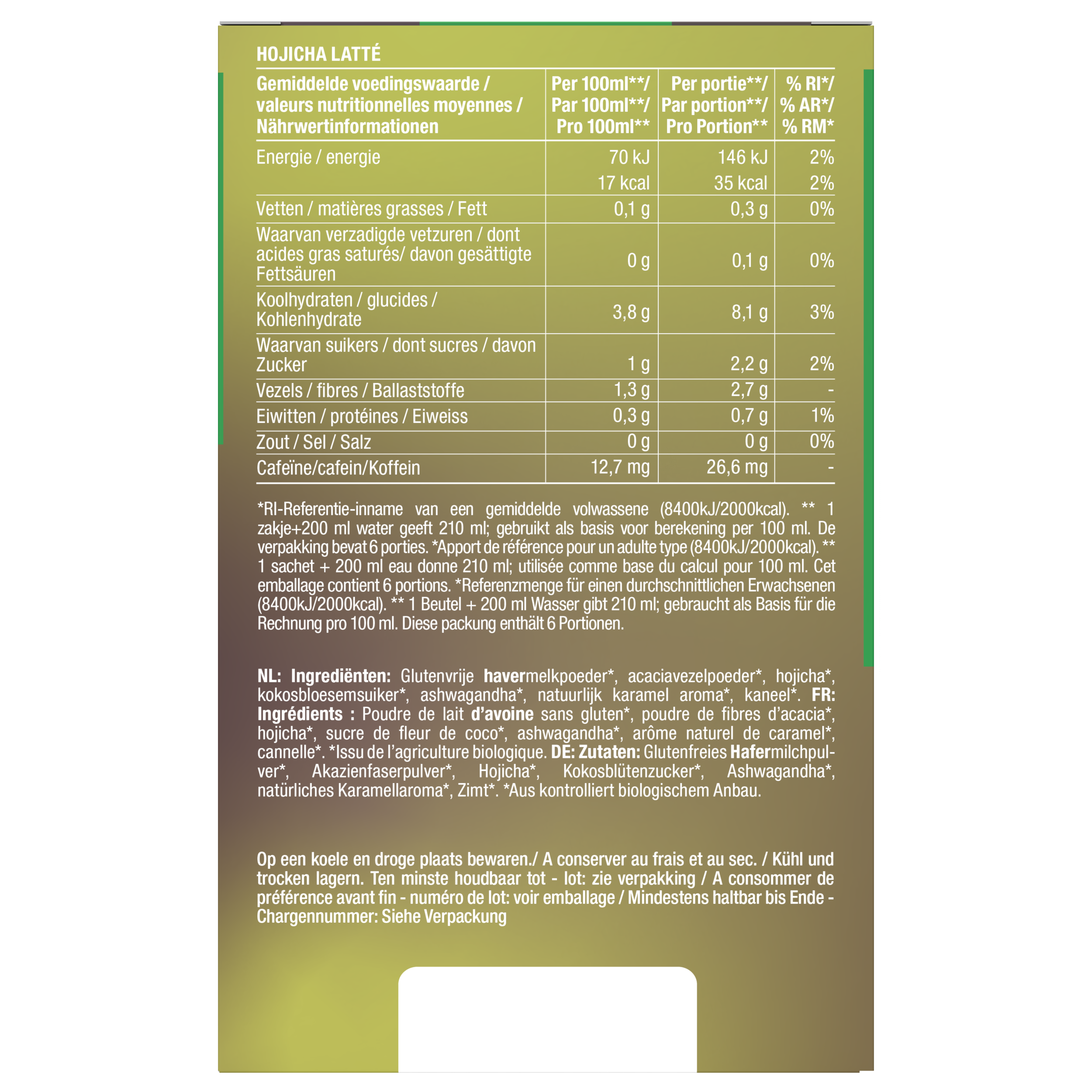 Purasana Instant Hojicha Latte 6x10g Bio (60 gr)