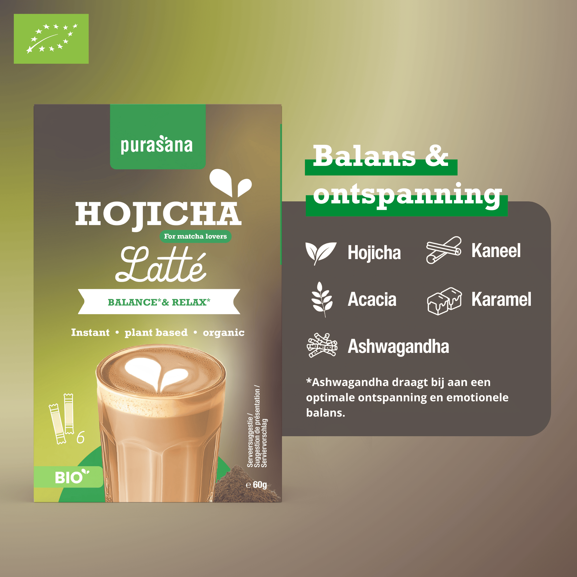 Purasana Instant Hojicha Latte 6x10g Bio (60 gr) - image 8