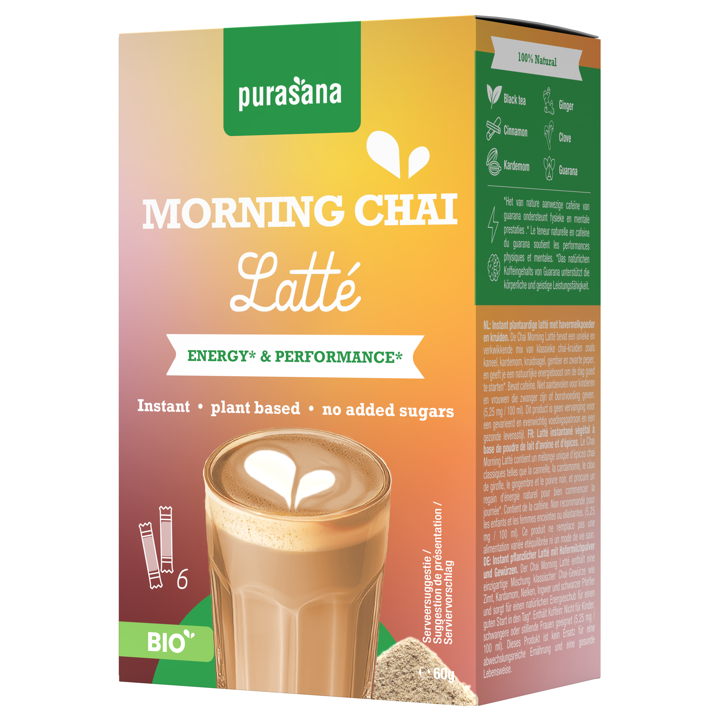 Purasana Instant Morning Chai Latte 6x10g Bio (60 gr) - image 4