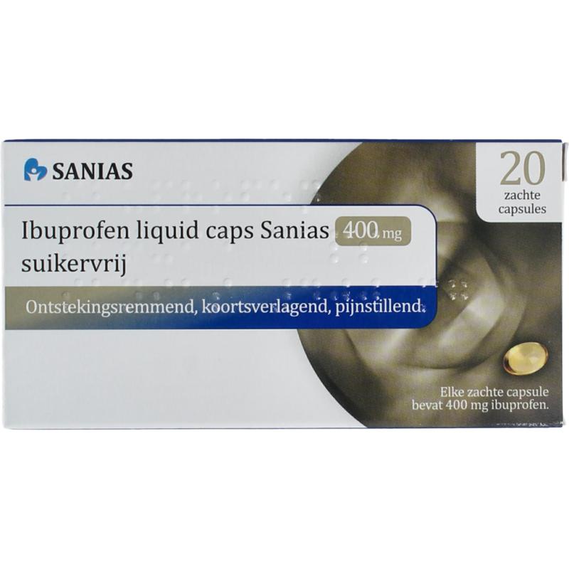 Sanias Ibuprofen Liquid 400mg Suikervrij (20 capsules)