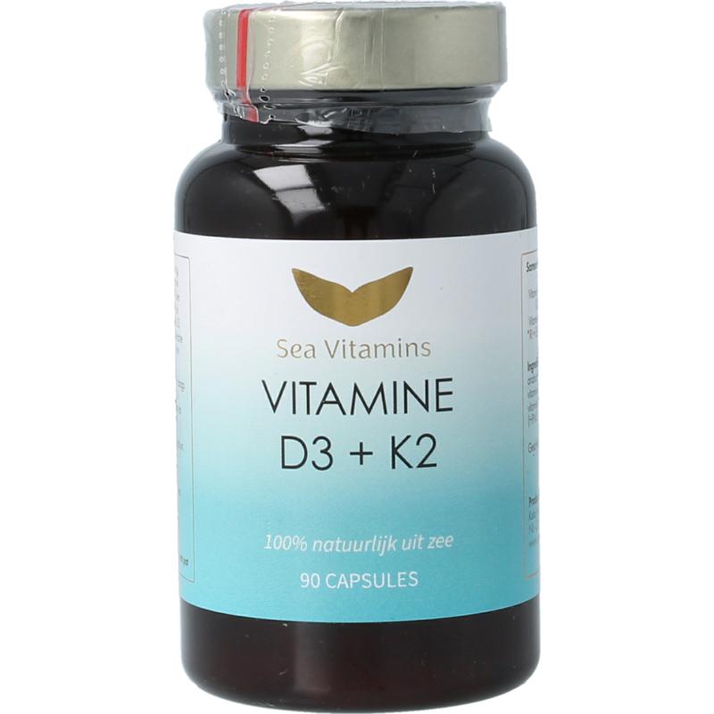 Sea Vitamins Vitamine D3 K2 uit Zee (90 vega capsules)