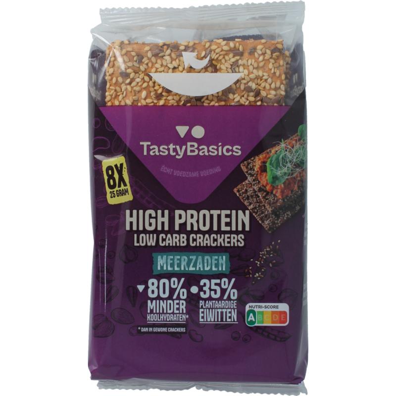 Tastybasics Less Carb-high Protein Crackers Meerzaden (200 gr)