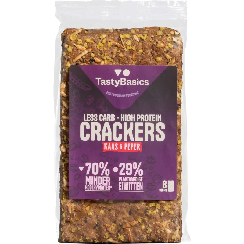 Tastybasics Less Carb-high Protein Crackers Kaas Peper (200 gr)