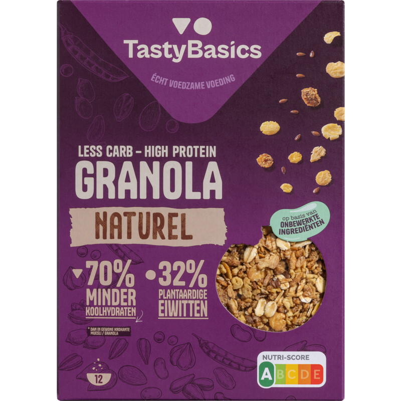 Tastybasics Less Carb-high Protein Granola Naturel (350 gr)