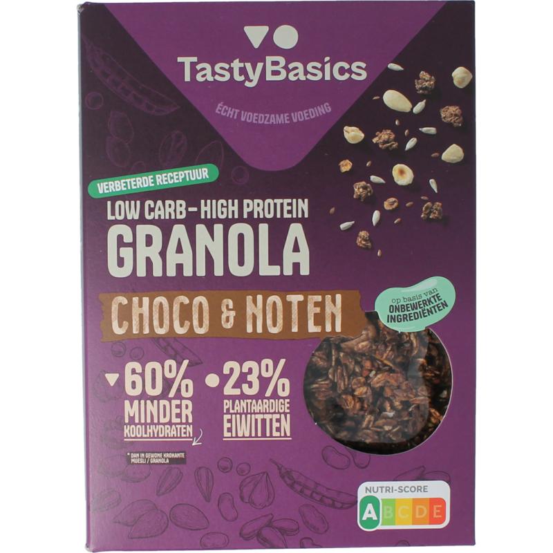 Tastybasics Less Carb-high Protein Granola Choco en Noten (350 gr)