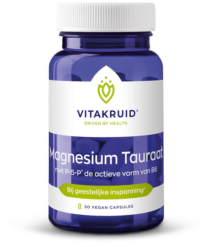 Vitakruid Magnesium Tauraat met Vitamine B6 (P-5-P) (30 vega capsules)