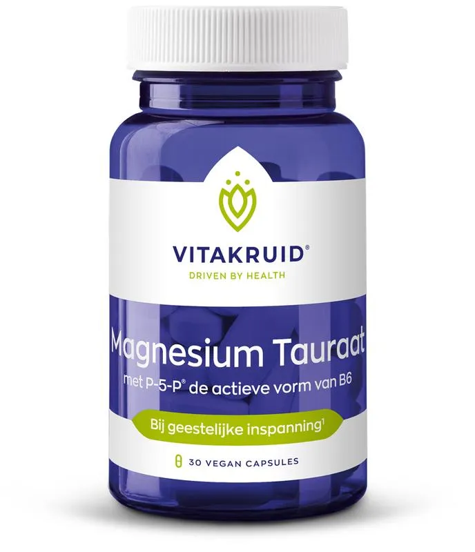 Vitakruid Magnesium Tauraat met Vitamine B6 (P-5-P) (30 vega capsules)