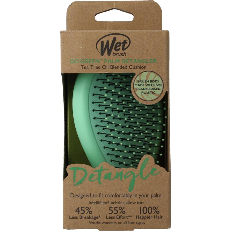 Wetbrush Go Green Palm Detangler Green Tea Tree Oil (1 stuk)