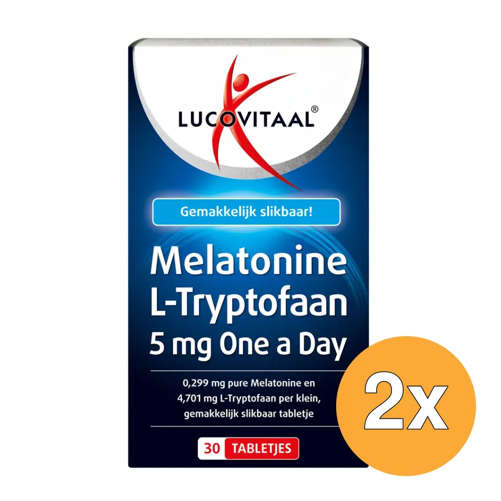 2x Lucovitaal Melatonine L-Tryptofaan 5mg (30 tabletten)
