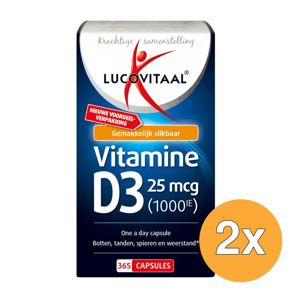 2x Lucovitaal Vitamine D3 25mcg (365 capsules)