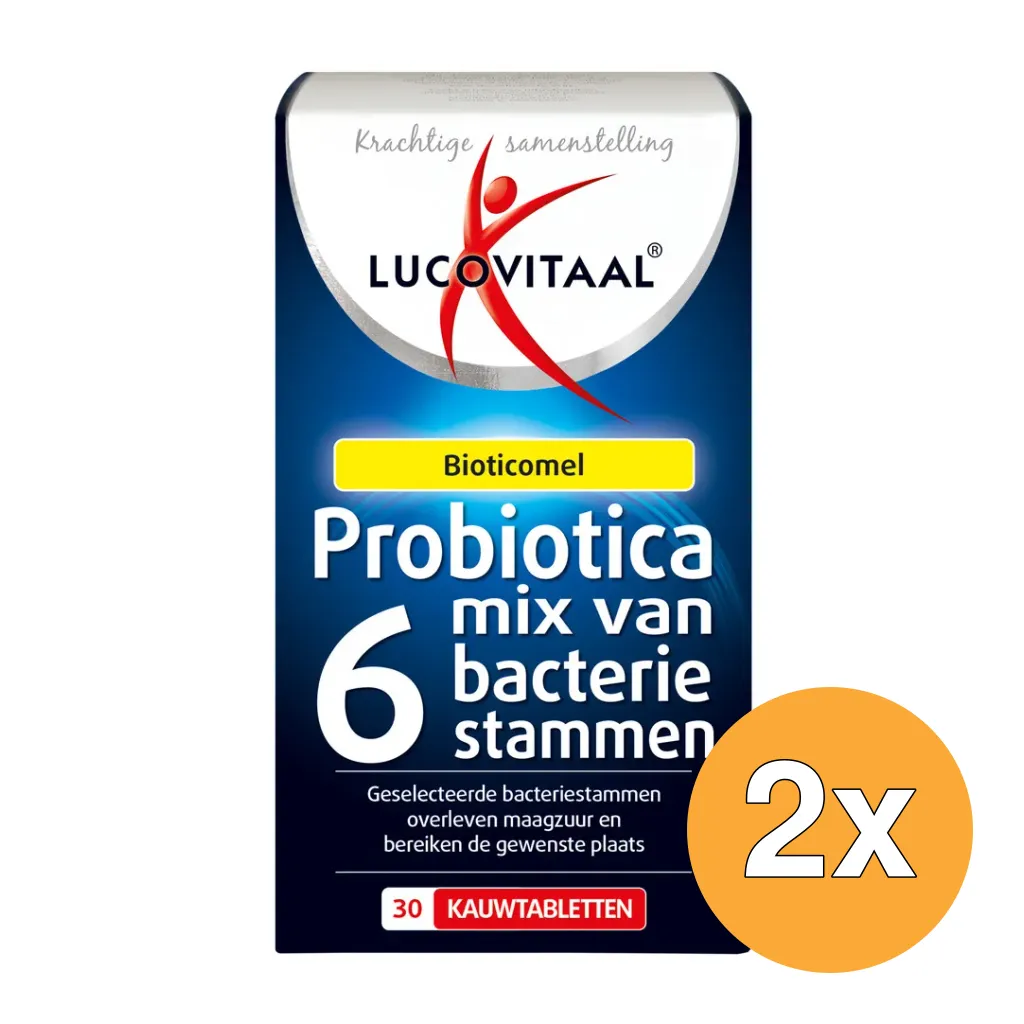 2x Lucovitaal Probiotica Mix 6 Bacteriestammen (30 kauwtabletten)