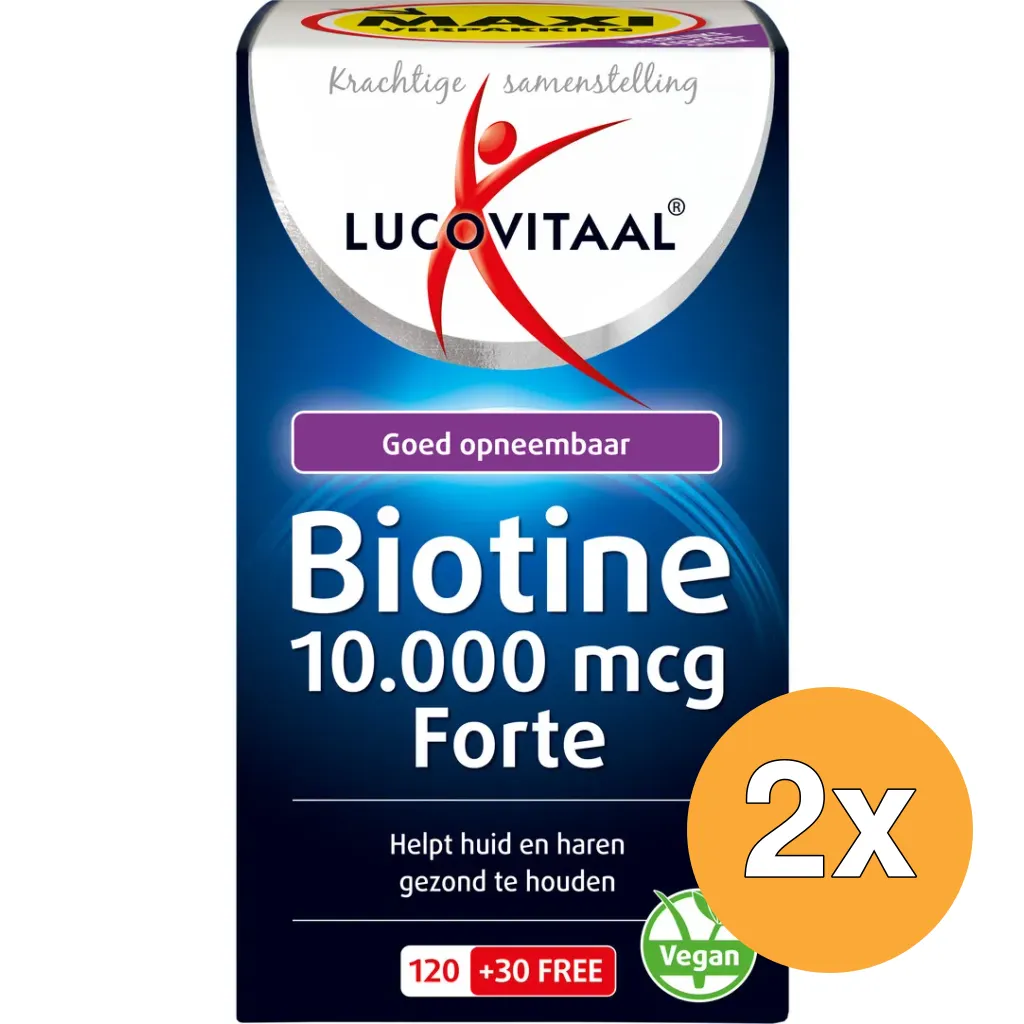 2x Lucovitaal Biotine 10.000mcg Forte (150 zuigtabletten)