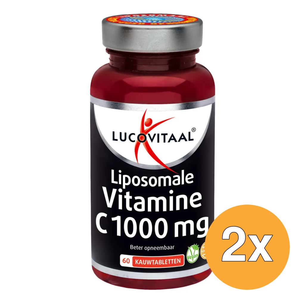 2x Lucovitaal Vitamine C 1000mg Liposomaal (60 kauwtabletten)