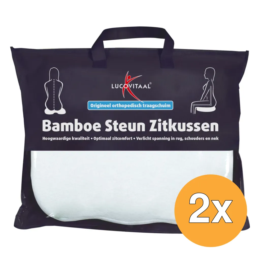 2x Lucovitaal Bamboe Steun Zitkussen Wit (1 stuk)