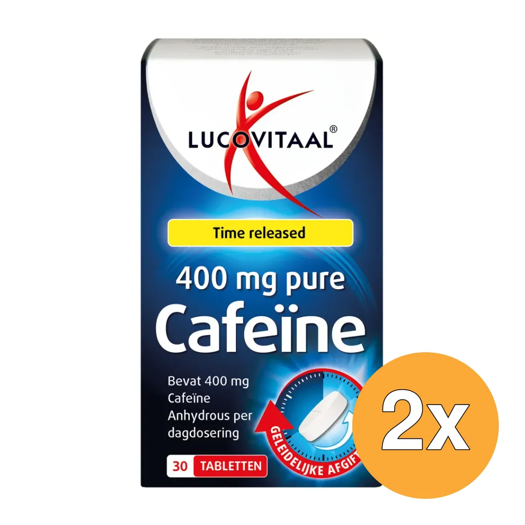 2x Lucovitaal Pure Cafeïne 400Mg (30 tabletten)