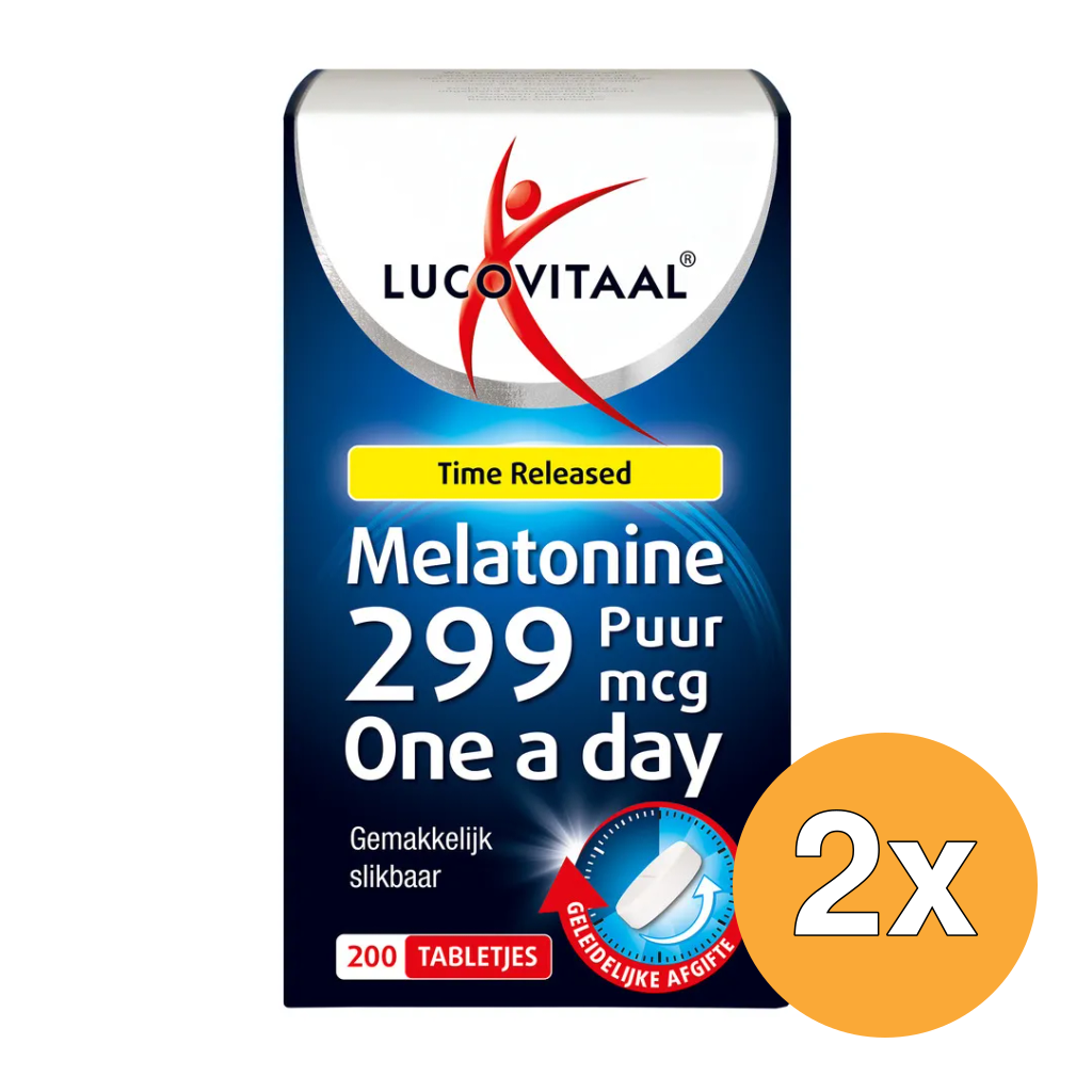 2x Lucovitaal Melatonine Puur 299mcg Time Released (200 tabletten)