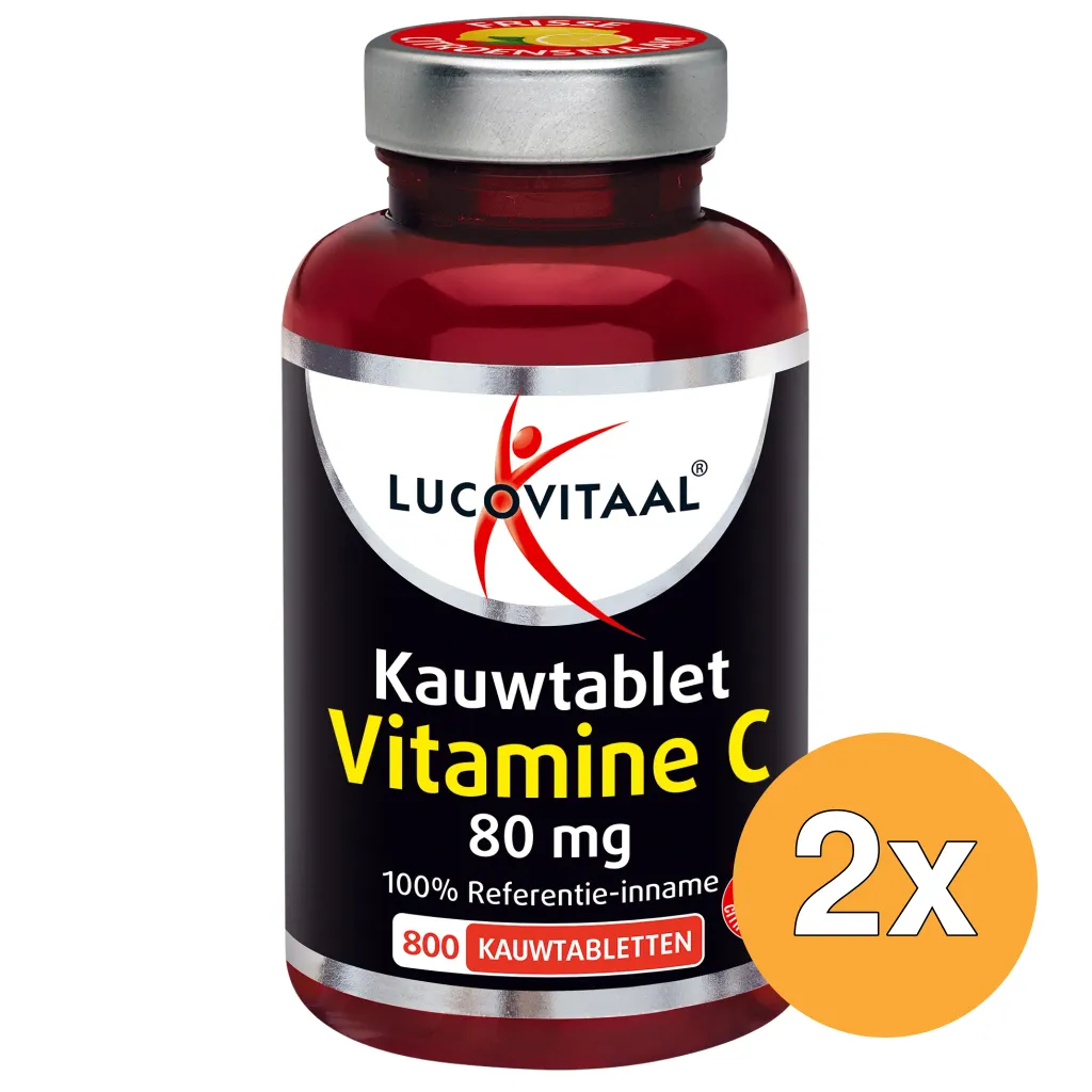 2x Lucovitaal Vitamine C 80mcg Kauwtablet Citroen (800 tabletten)