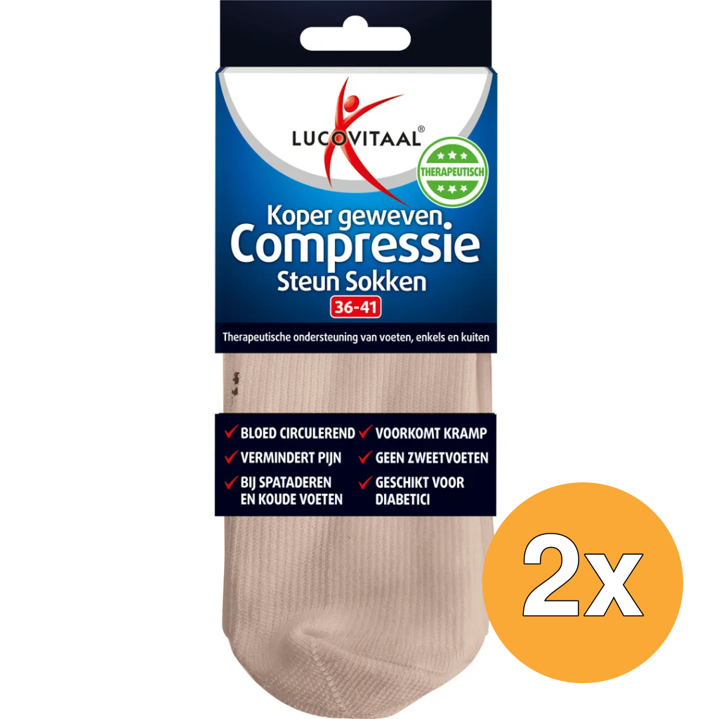 2x Lucovitaal Koper Compressie Sok 36-41 (1 Paar)