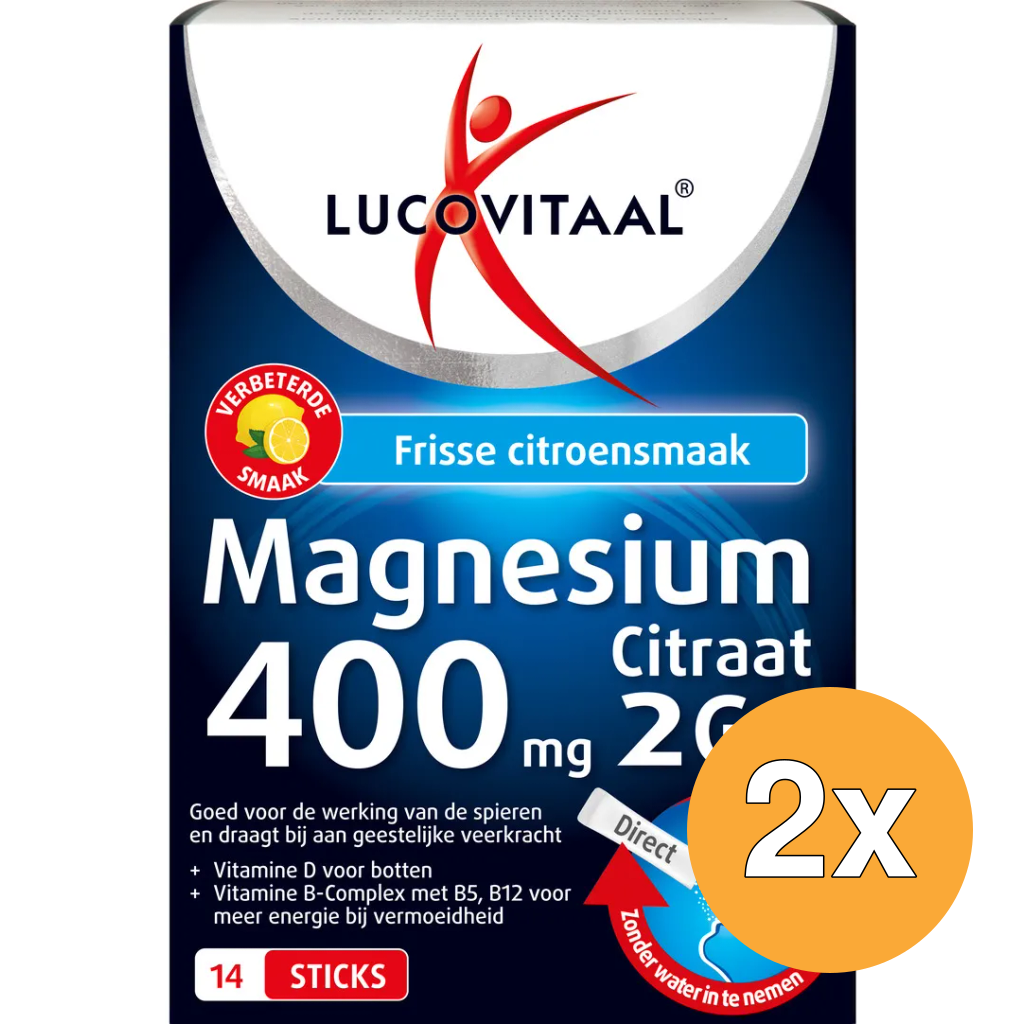 2x Lucovitaal Magnesium 400mg 2Go (14 zakjes)